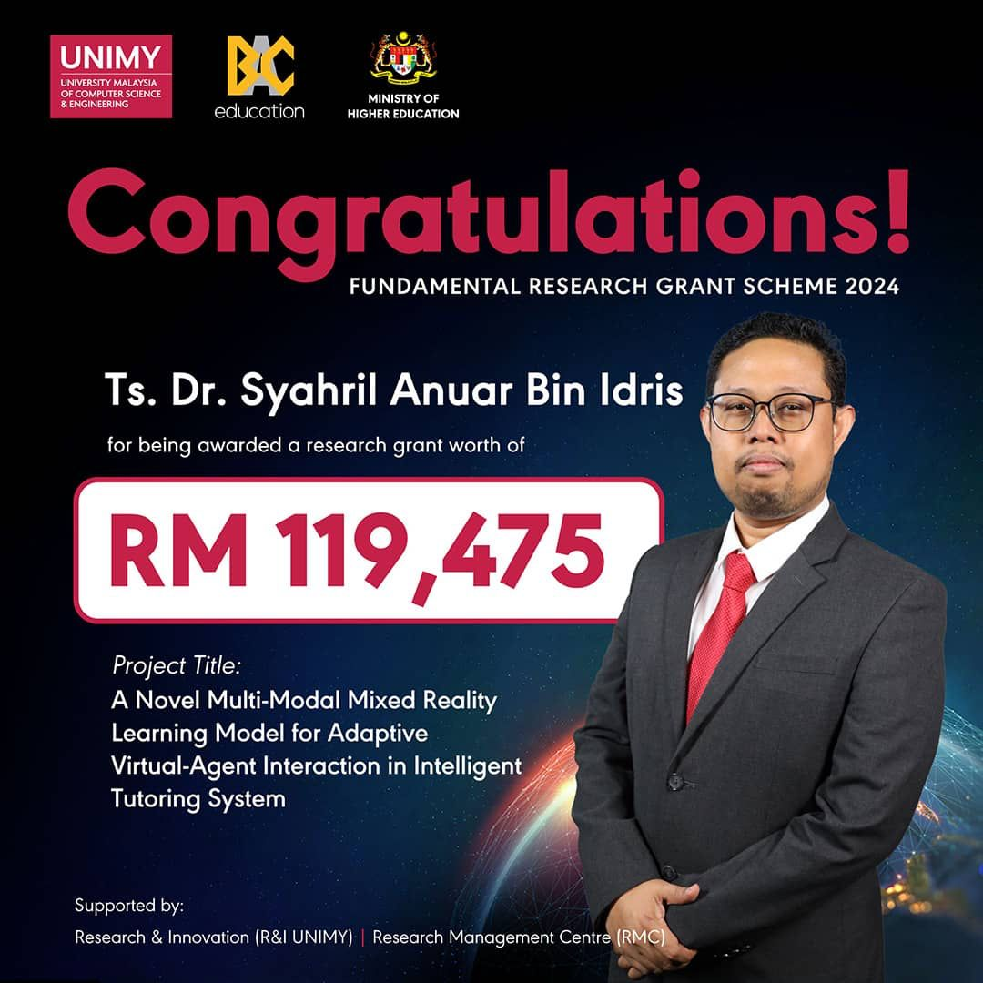 UNIMY’s Dr. Syahril Anuar Bin Idris Awarded Prestigious Research Grant